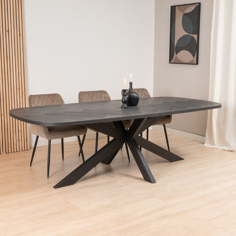 Tafelonderstel spinpoot Mads metaal zwart 180 x 95 cm