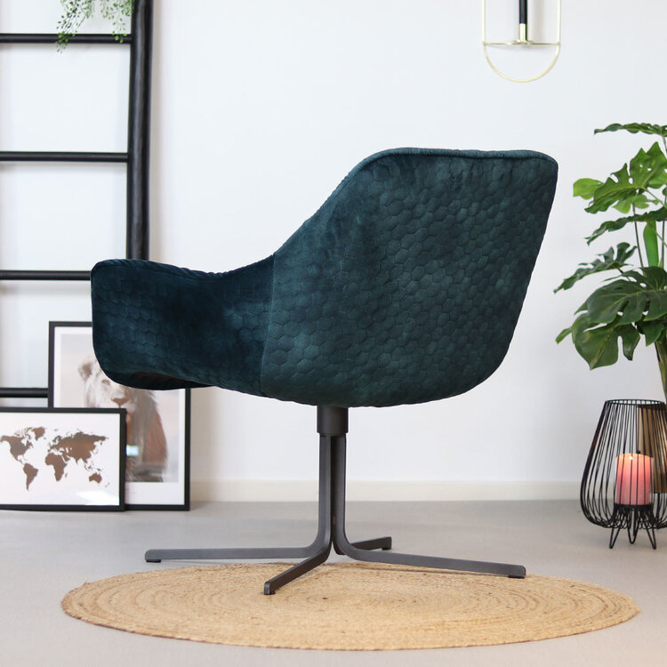 Velvet fauteuil Lizzy draaibaar donkerblauw