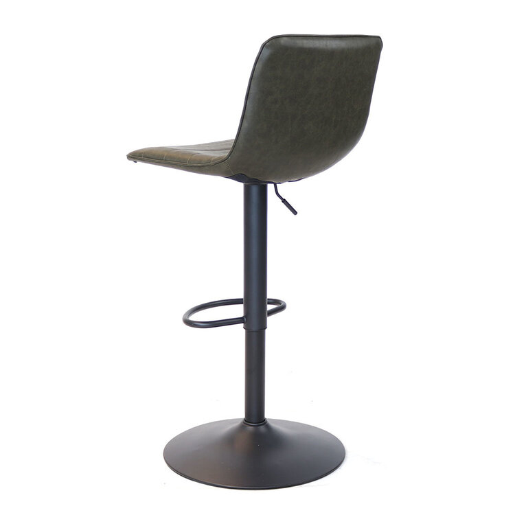 Industriële barkruk Boston leer olijfgroen 60-76 cm - draaibaar
