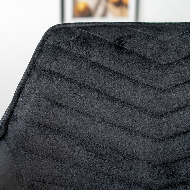 Velvet barkruk Fiona zwart 65-78 cm