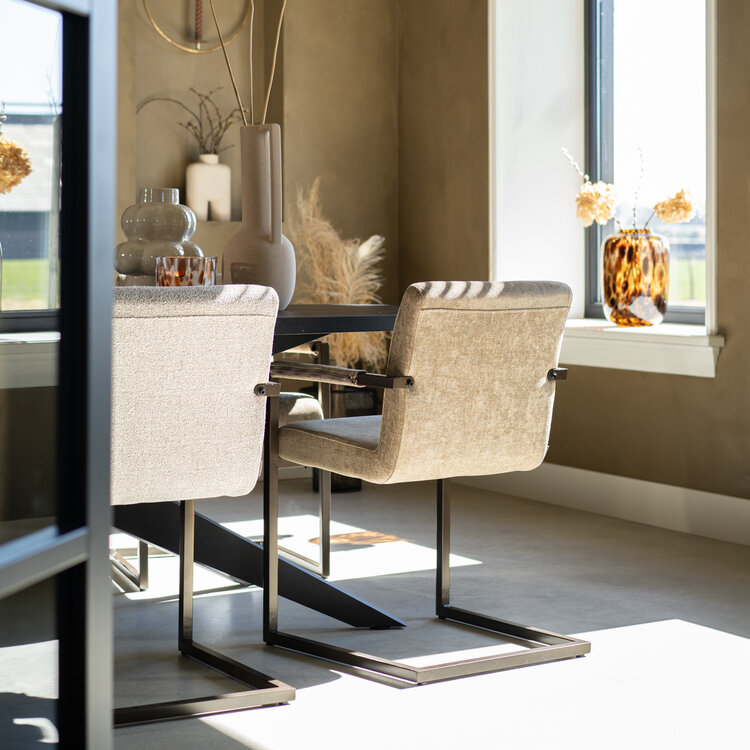 Velvet eetkamerstoel Lio taupe