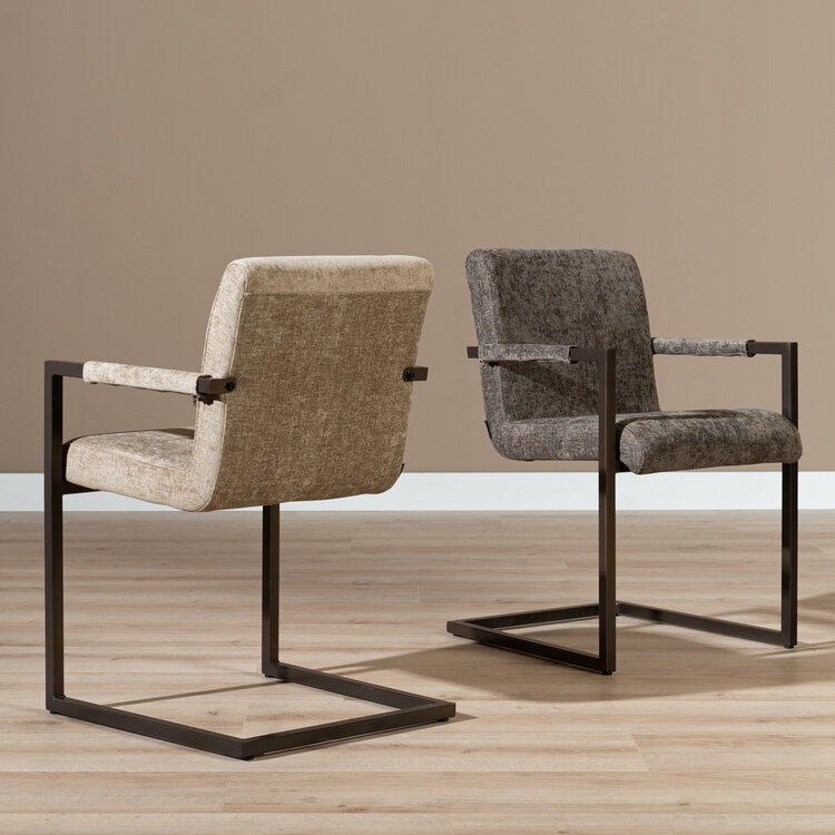 Velvet eetkamerstoel Lio taupe