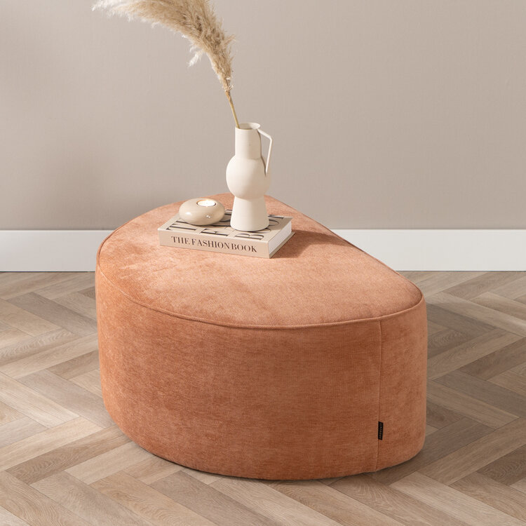 Hocker Neso halve maan stof gemêleerd terracotta
