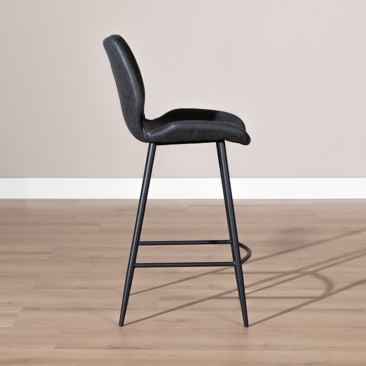 Industriële barkruk Barrel zwart/antraciet eco-leer 69 cm