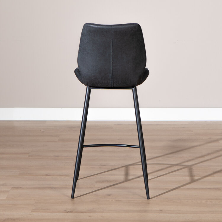 Industriële barkruk Barrel zwart/antraciet eco-leer 69 cm