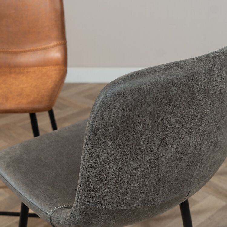 Industriële barkruk Mikky antraciet eco-leer 65-78 cm