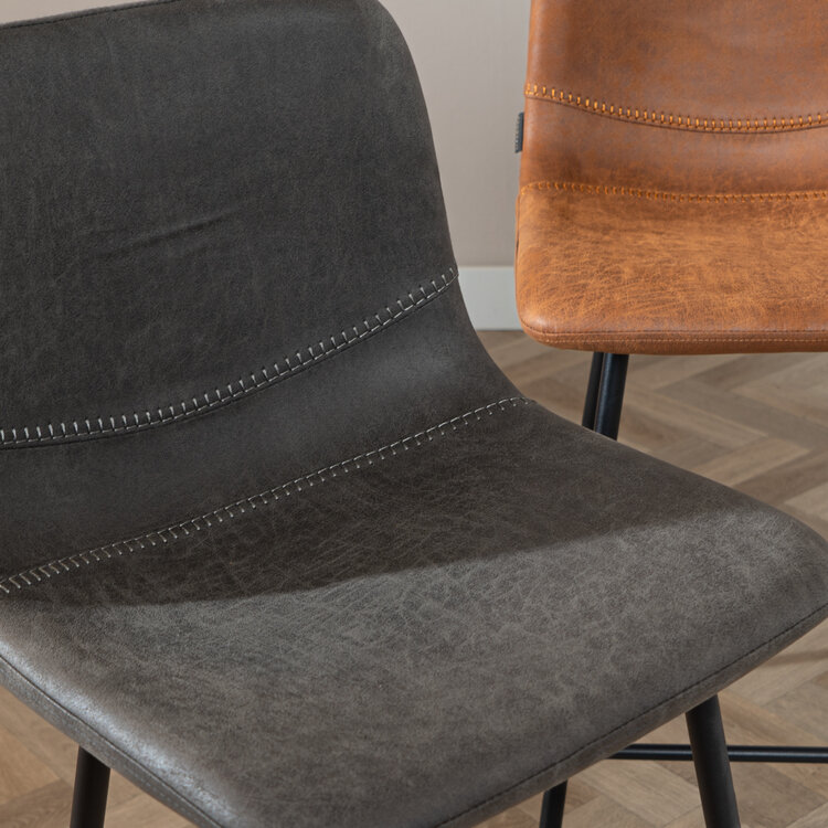 Industriële barkruk Mikky antraciet eco-leer 65-78 cm