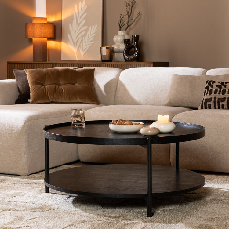 Salontafel Rio Ø90 cm zwart eiken