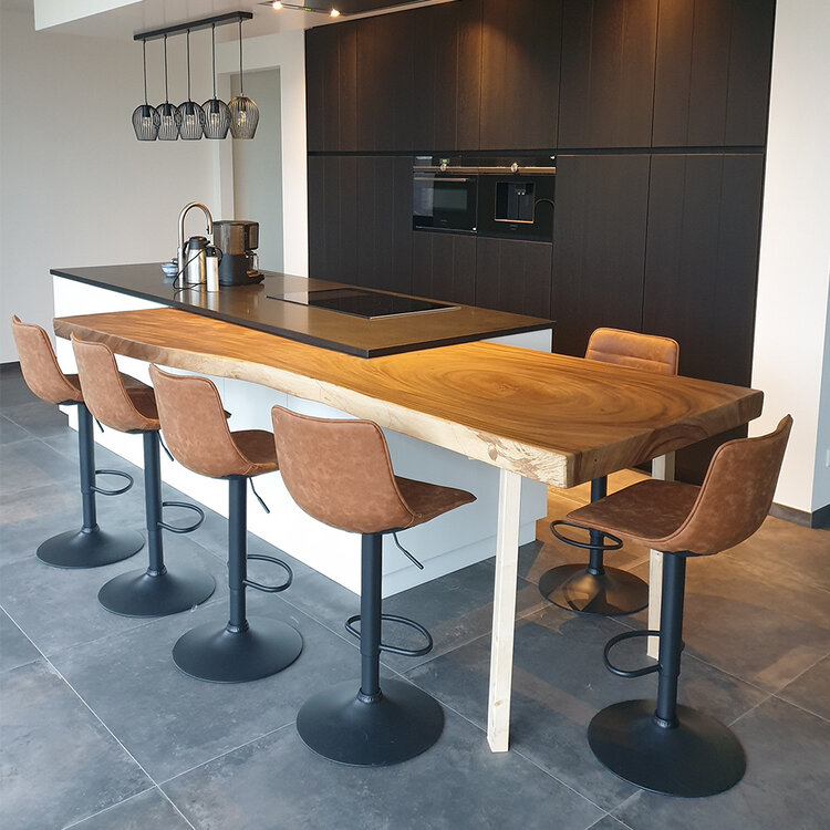 Industriële barkruk Boston leer cognac 60-76 cm - draaibaar