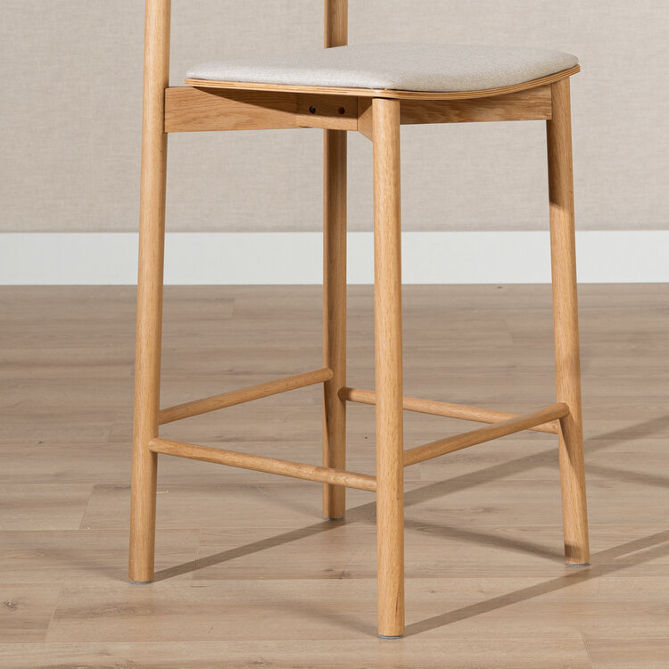 Scandinavische barkruk Inez naturel eiken/ off white 70 cm