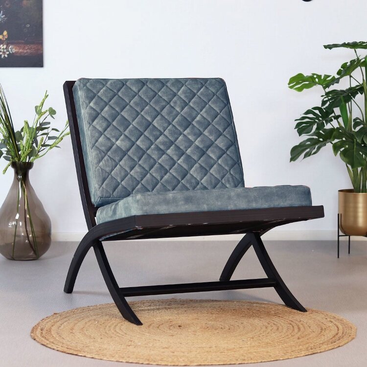 Design fauteuil Madrid velvet blauw