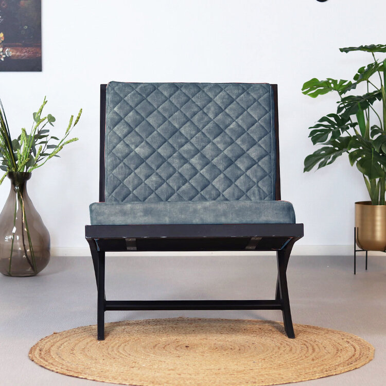 Design fauteuil Madrid velvet blauw