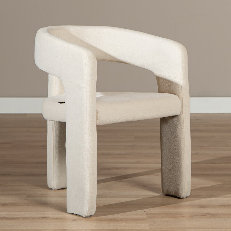 Scandinavische eetkamerstoel Bibi chenille off white