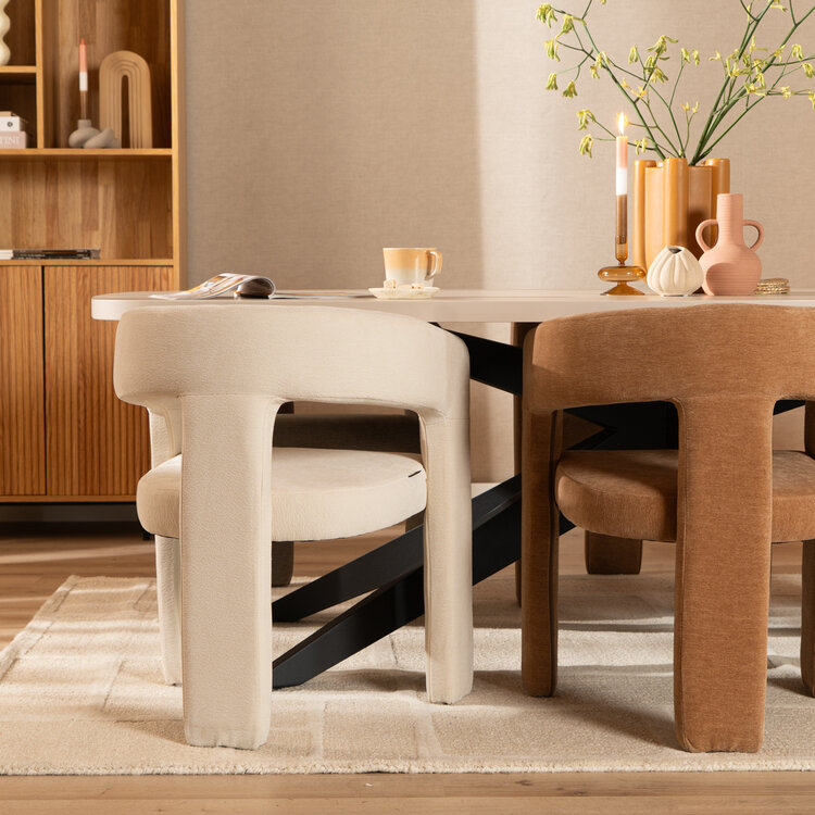Scandinavische eetkamerstoel Bibi chenille off white