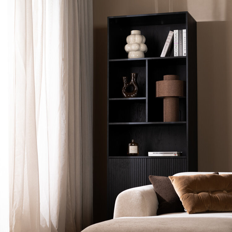 Wandkast Bradley zwart eiken 80x220 cm