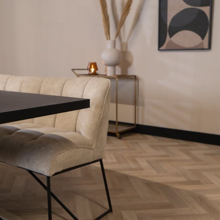 Scandinavische eetkamerbank Jelle taupe 155 cm