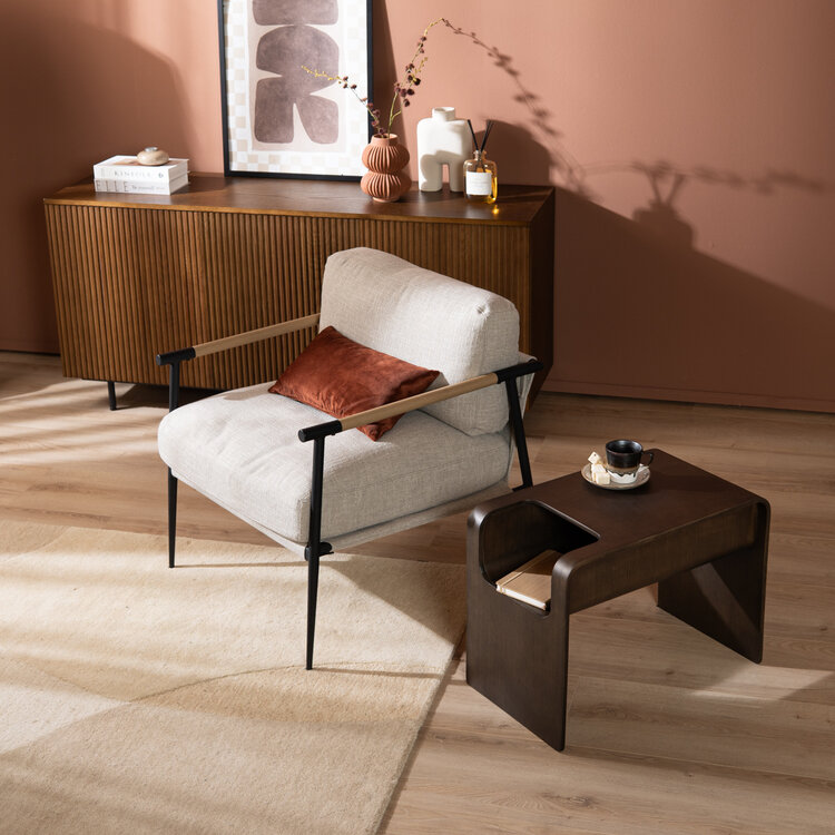 Scandinavische bijzettafel/salontafel Isla 60x35x45 walnoot