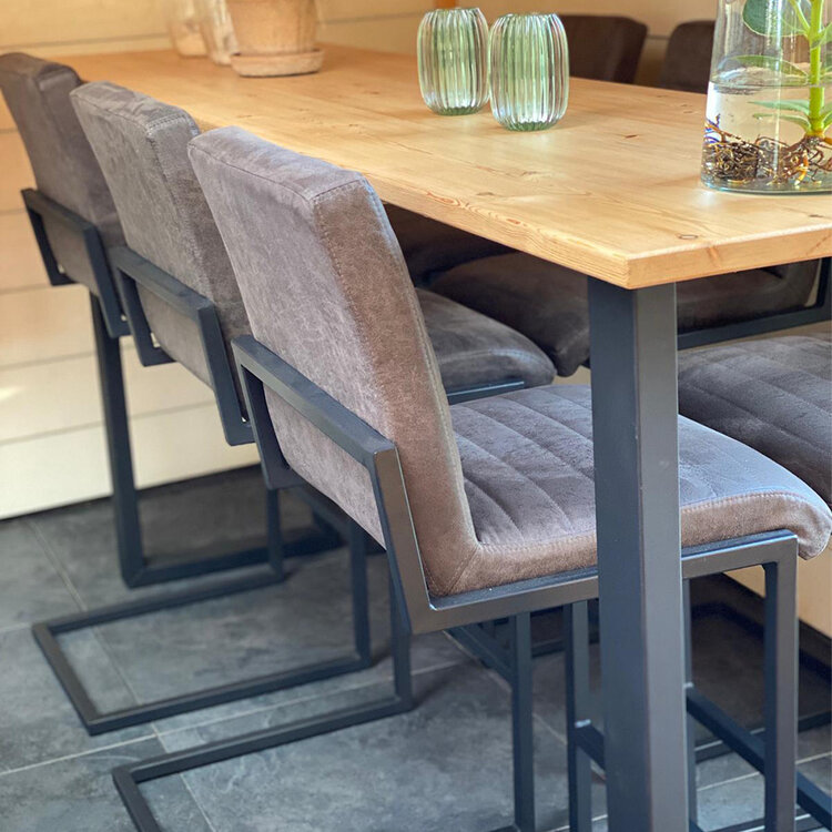 Industriële barkruk Block antraciet eco-leer 79 cm