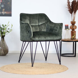 Velvet eetkamerstoel Jayron groen