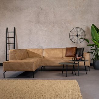 Industriële hoekbank Kansas eco-leer beige links