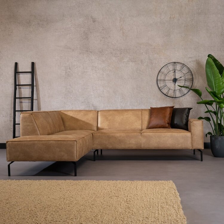 Industriële hoekbank Kansas eco-leer beige links