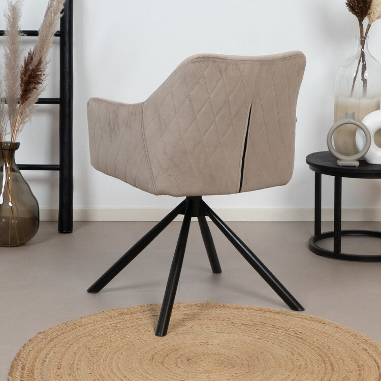 Velvet eetkamerstoel Furtado draaibaar taupe