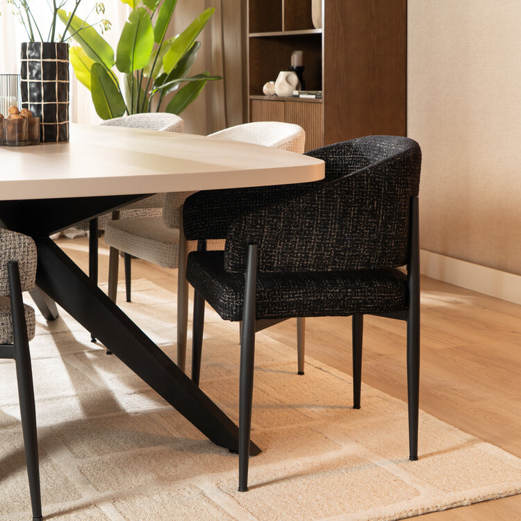 Eetkamerstoel Armin gemêleerde stof zwart