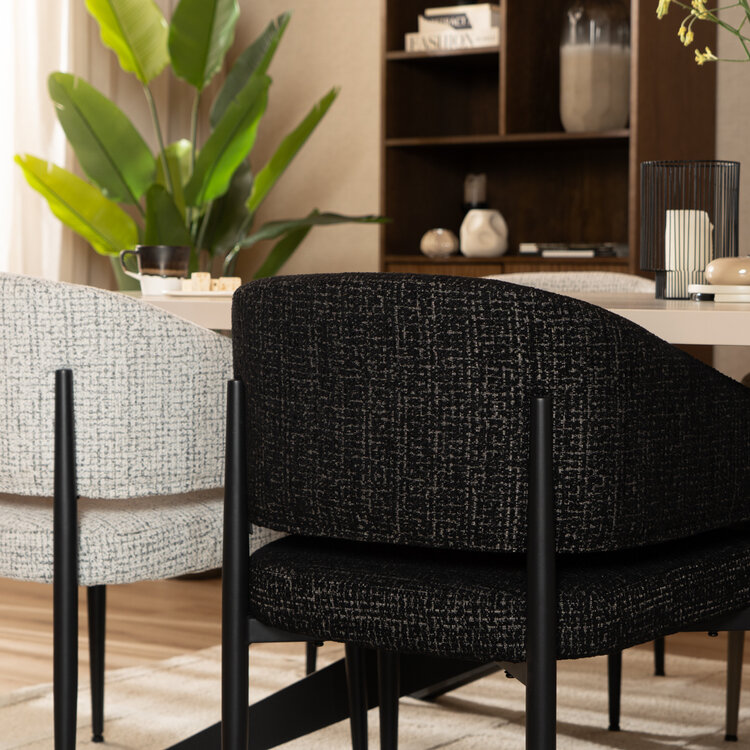 Eetkamerstoel Armin gemêleerde stof zwart