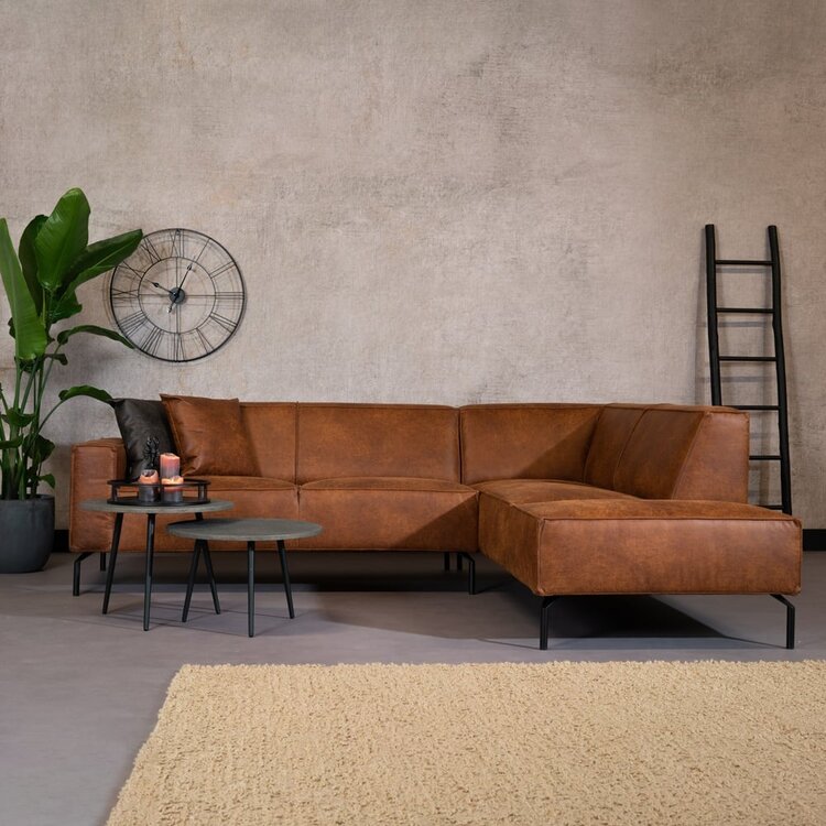 Industriële hoekbank Kansas eco-leer cognac rechts