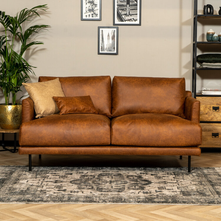 Industriële bank 2,5-zits Denver cognac