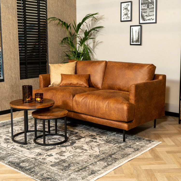 Industriële bank 2,5-zits Denver cognac