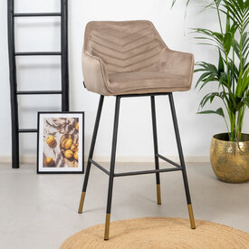 Velvet barkruk Fiona taupe 65-78 cm