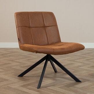 Industriële fauteuil Eevi cognac eco-leer