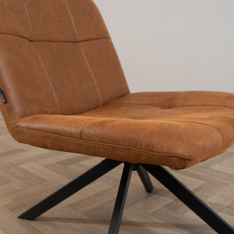 Industriële fauteuil Eevi cognac eco-leer