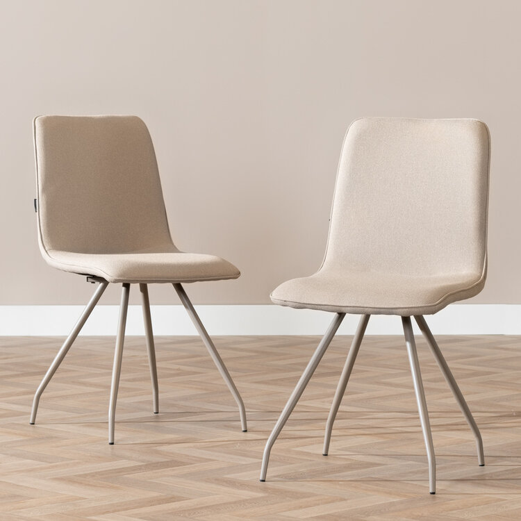 Scandinavische eetkamerstoel Pippi taupe gerecyclede stof