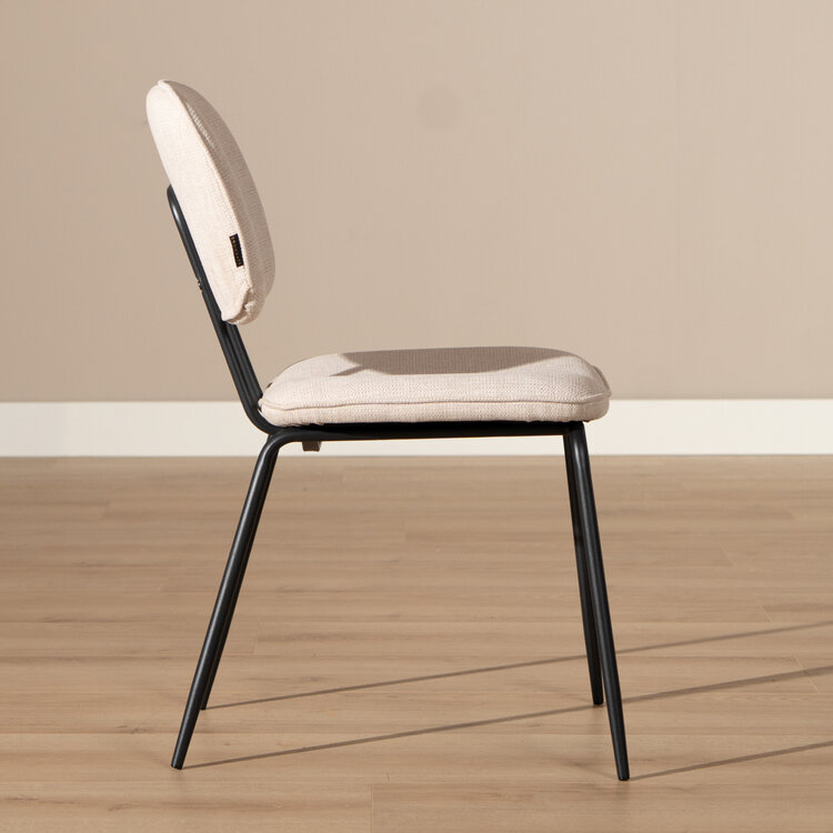 Scandinavische eetkamerstoel Ivar gerecyclede stof beige