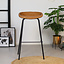 Industriële barkruk Minimal cognac/zwart PU leer 77 cm