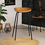 Industriële barkruk Minimal cognac/zwart PU leer 77 cm