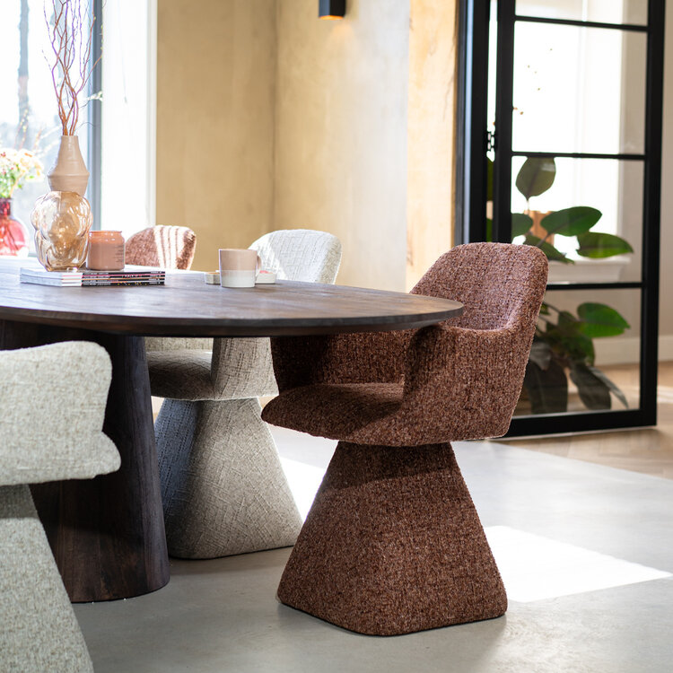 Eetkamerstoel Josh draaibaar chenille beige