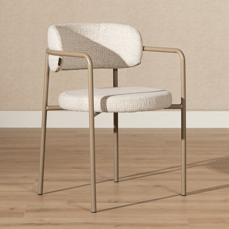 Eetkamerstoel Nicky gemêleerde stof beige