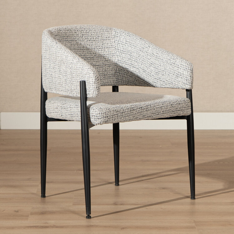 Eetkamerstoel Armin gemêleerde stof off white/zwart