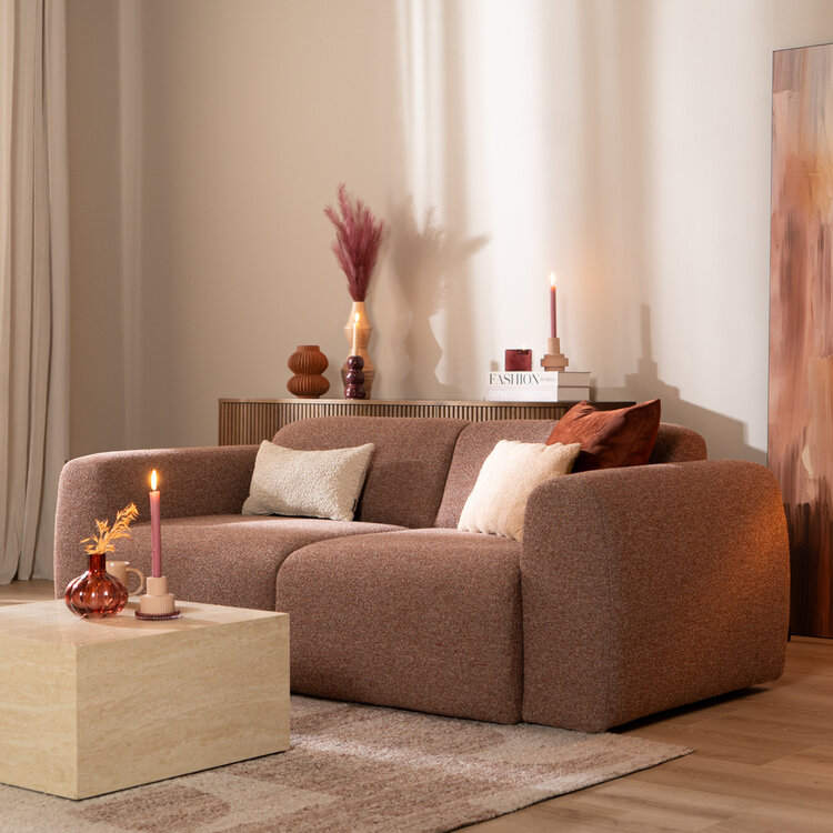 2,5-zits bank Maine bouclé stof rood/roze