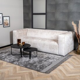 3-zits bank Memphis stof chenille wit/beige