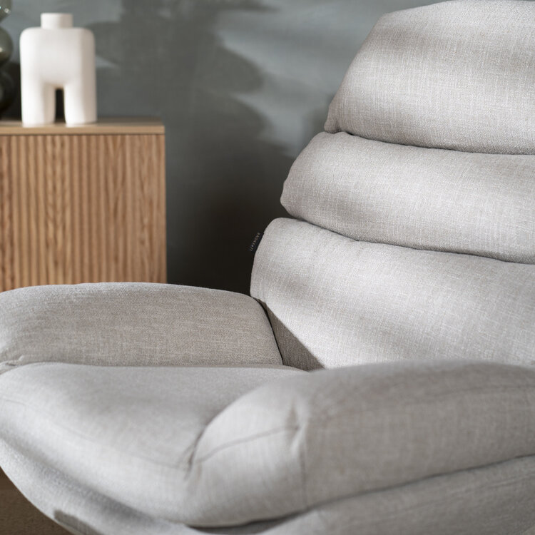 Draaifauteuil met hocker Palma linnen taupe