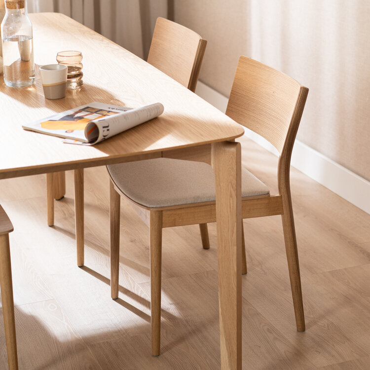 Scandinavische eetkamerstoel Elio naturel eiken/off white