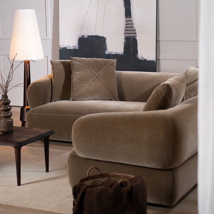 Hoekbank Palermo velvet bruin rechts