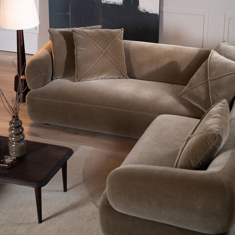 Hoekbank Palermo velvet bruin rechts