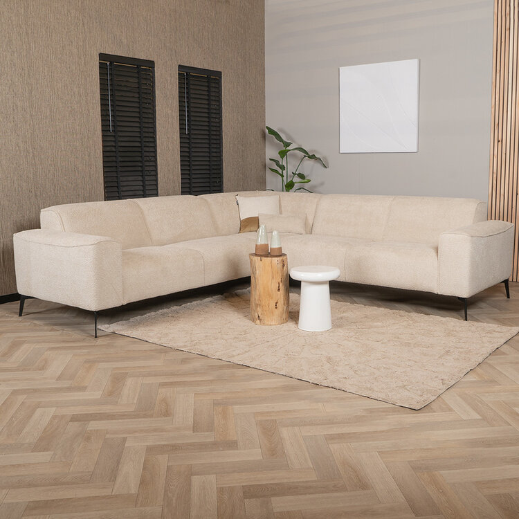 Scandinavische hoekbank Vegas bouclé beige links/rechts