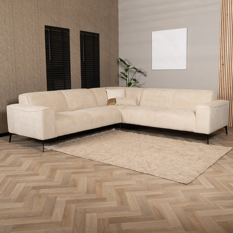 Scandinavische hoekbank Vegas bouclé beige links/rechts