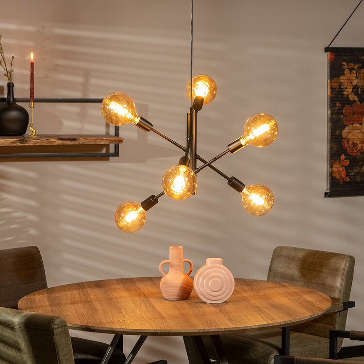 Hanglamp Harvey 6-lichts zwart